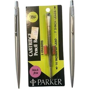 Vintage Parker Ball Point Pen, Pencil, Pencil Refill Arrow Clips Stainless Set